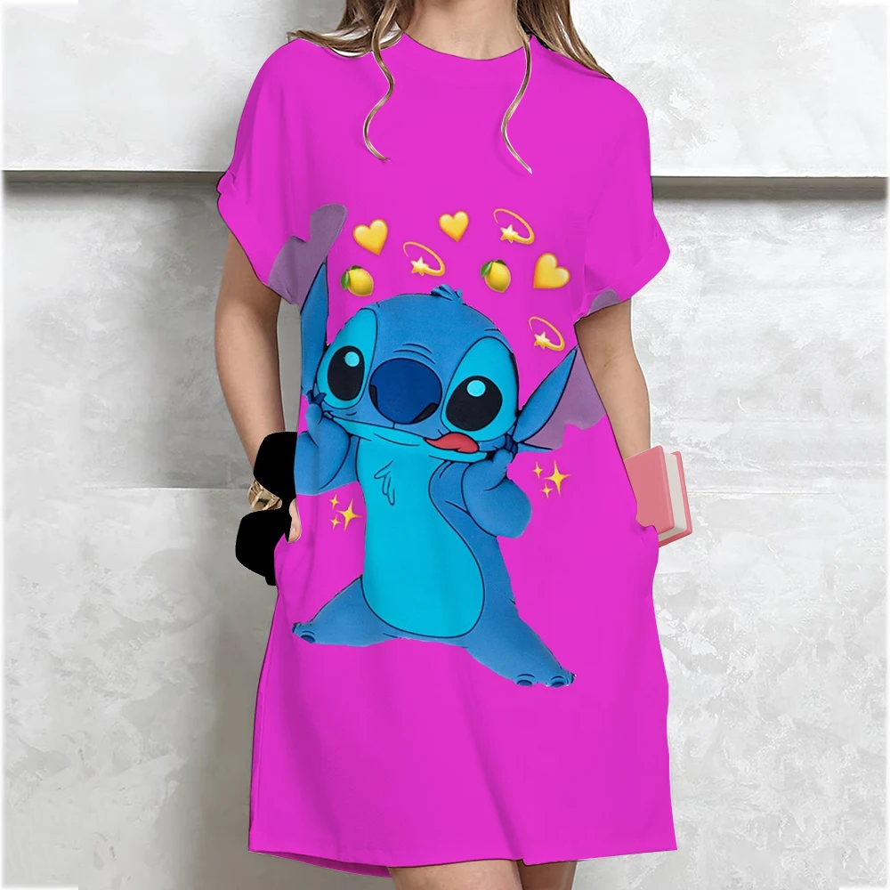 Sundress ชุดลําลองแขนสั้นของผู้หญิงชุดใหม่ขนาดบวกของผู้หญิงหลวมย้อนยุคเย็บพิมพ์เสื้อยืดจั๊มสูท