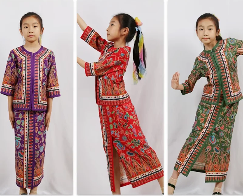 

Singapore Southeast Asian style Girls' Nyonya Dress Set Stage Dress Set