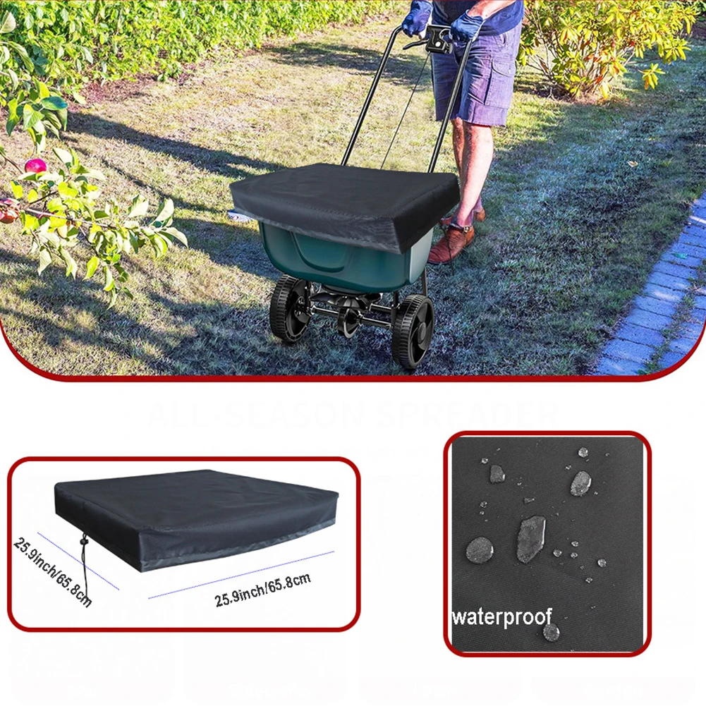 Waterproof Fertilizer Spreader Cover with Windproof Elastic Hem Fits Mini and Other Brands 25 9 by 25 9 Inches