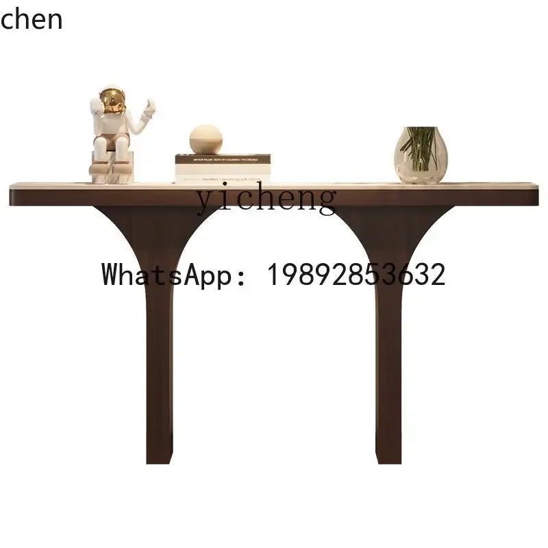 AB  cave stone rock slab entry entrance table high-end feeling  corridor aisle opposite door solid wood entrance