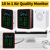 18-in-1 Indoor Real-Time Air Quality Monitor Detector Sensors Detect CO2 PM2.5/PM10 HCHO TVOC Portable for Home Office School