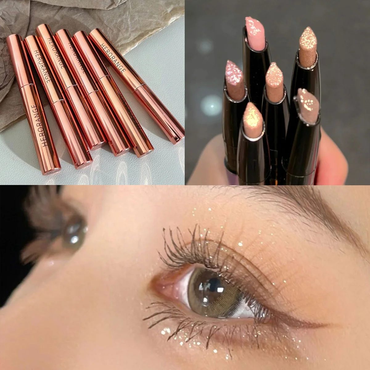 Pearlescent Eyeshadow Pencil 6 Colors Waterproof Long Lasting Glitter Shimmer Eye Shadow Pen Eyeliner Stick Eyes Makeup Tools