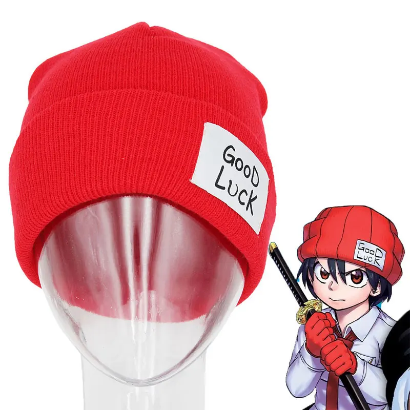 

Japan Anime Undead Unluck Izumo Fuuko Men Women Knitted Hat Cosplay Accessories Knit Cap Headgear Casual Red Wool Cap Xmas Gift