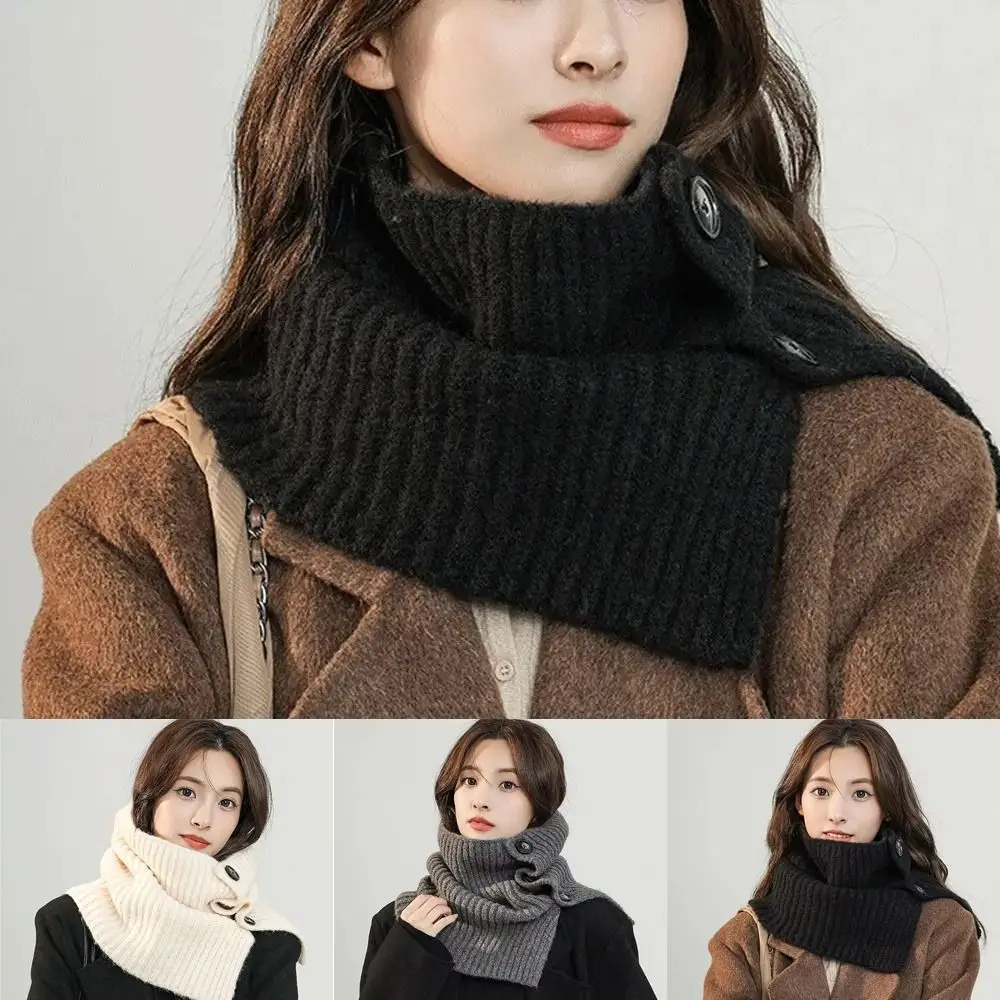 Winter Warm Knitted Knitted Turtleneck Scarf Solid Color Detachable Neckerchief Wrap Woolen Neck Wrap Girls