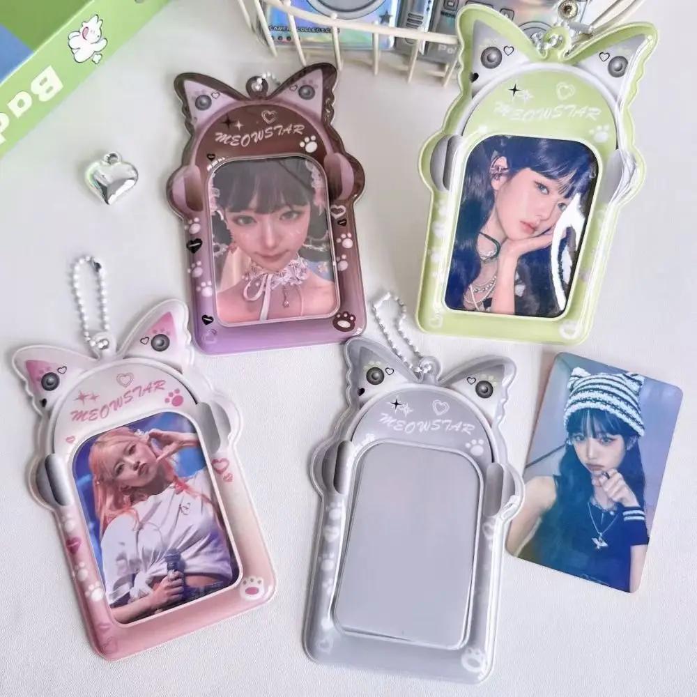 New 3 Inch Kpop Photocard Holder PVC Headphone Butterfly Card Holder Picture Display Storage Idol Photo Frame