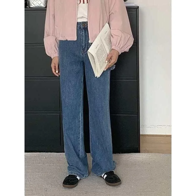 

Женские джинсы с высокой талией, облегающие, прямого кроя, весна-лето, большие размеры, эластичные, для среднего возраста