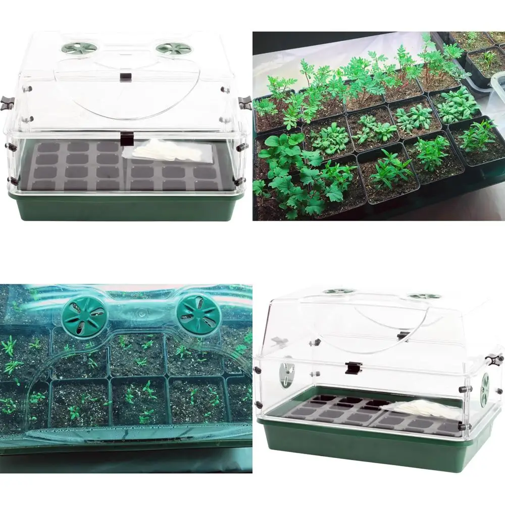 

Green Medium EarlyGrow Dome Propagator with Height Extender, Seedling Trays, and Locking Clips Set