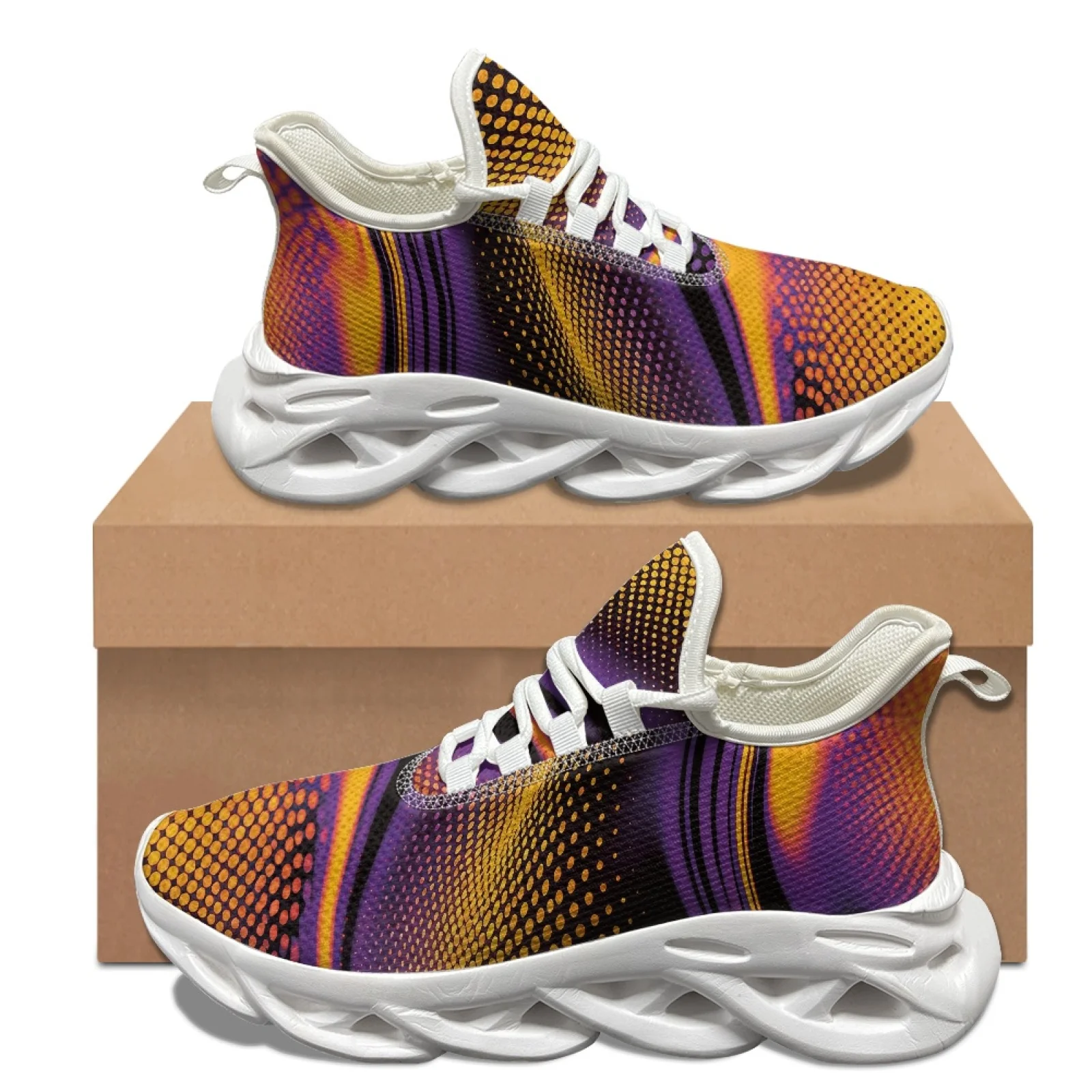 XIXIRIMIDO Abstract Geometry Running Shoes Women's Lightweight Sneakers Men's Commuter Shoes Comfortable Breathable Soft 35-48