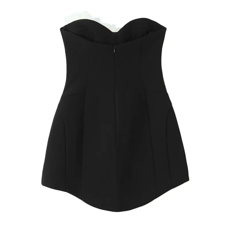 HipSeam Women Floral Bandeau Dress Spring Summer Sexy Backless Strapless Lady Mini Dress Asymmetric hem Female Short Dresses