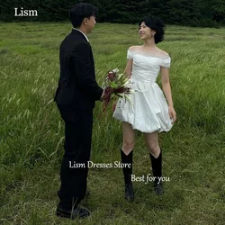 LISM Korea Short Wedding Reception Dresses Off the Shoulder Mini Bridal Gown A-line Korea Photo Shoot Dresses Custom Made