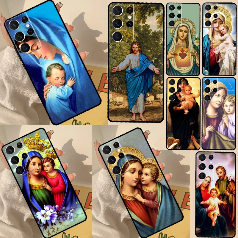 Casing Mary and Yesus agama untuk Samsung Galaxy S22 Ultra S20 FE S8 S9 S10 Plus Note 10 20 S21 Ultra penutup belakang