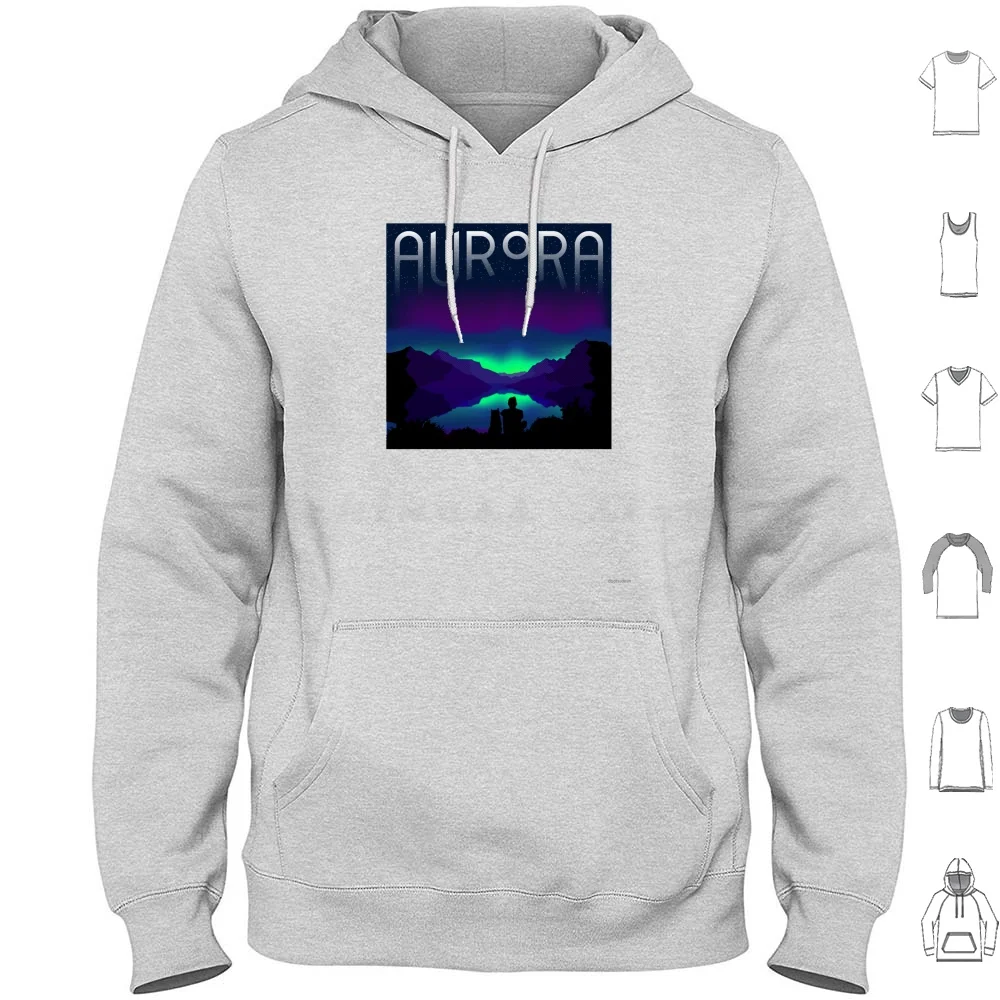 Northern Lights Landscape Hoodies Long Sleeve Northern Lights Aurora Borealis Aurora Landscape Lights North Glacier