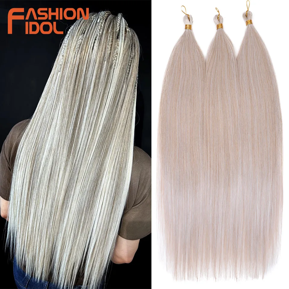 Ariel Straight Hair Bundles Crochet Braids Hair Synthetic 28 Inch 3PCS Braiding Hair Ombre Blonde Yaki Crochet Hair Extensions