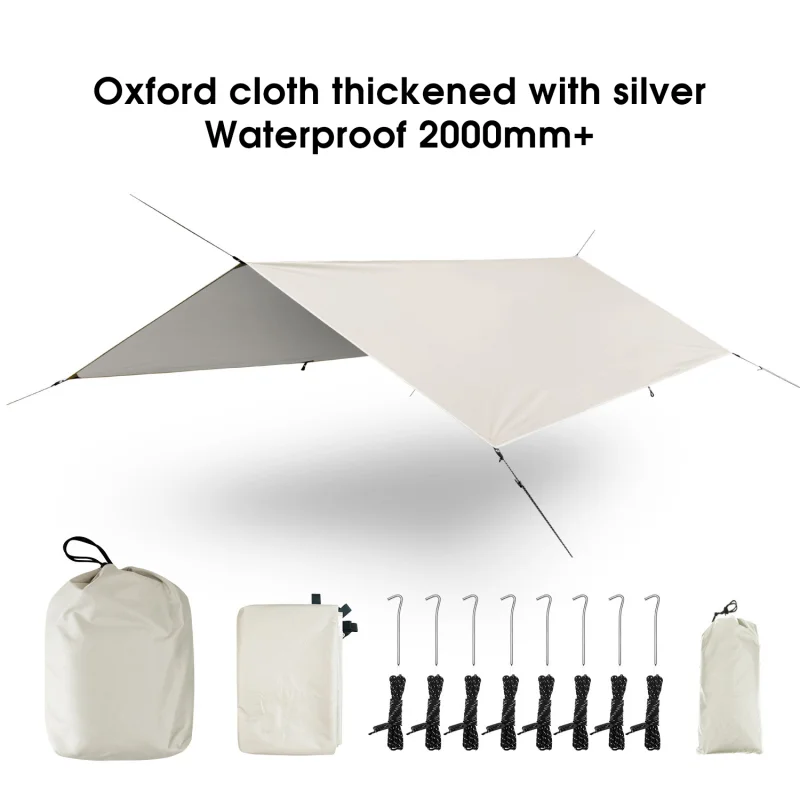 3x4m Car Side Awning Outdoor Camping Tent Tarp Waterproof Picnic Mat With Carrying Bag RainTarp Hammock Canopy Shade Sun Shelter