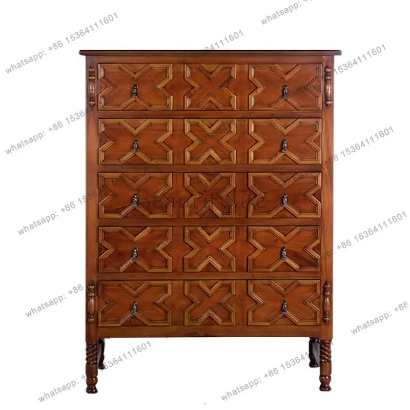 

Mahogany Solid Wood Five-bucket Drawer Cabinet Small Unit American Country Drawer Cabinet