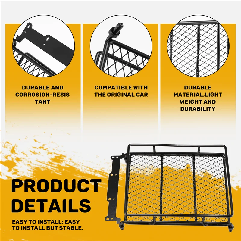 1/10 RC автомобиль Rock Crawler металлический багажник на крышу со светодиодными фонарями для TAMIYA CC01 AXIAL SCX10 D90