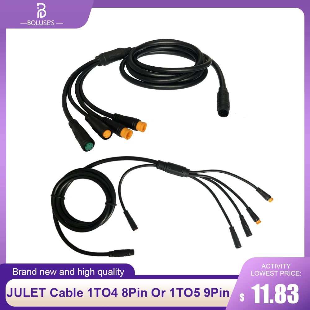 Cavo JULET 1TO4 8 pin 1TO5 9 pin Cavi impermeabili Collegano accessori per biciclette elettriche