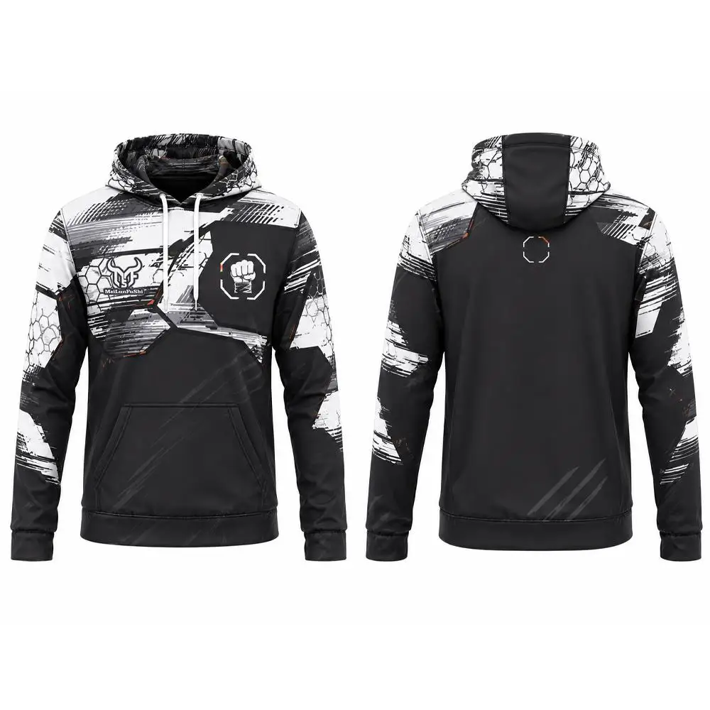 Men MMA Boxing Pullover Hoodie Combat Fight Sport Graphic Sweatshirt Fall Outdoor Athletic Daily Wear Training Casual Look