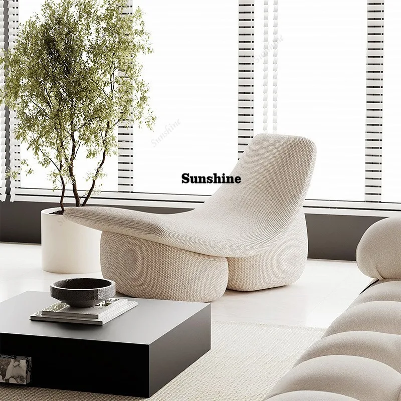 

Fabric Creative Modern Living Room Sofas Solid Color Arc Single Sofa Corrosion-proof Wear-resistant Comfortable Home Furniture