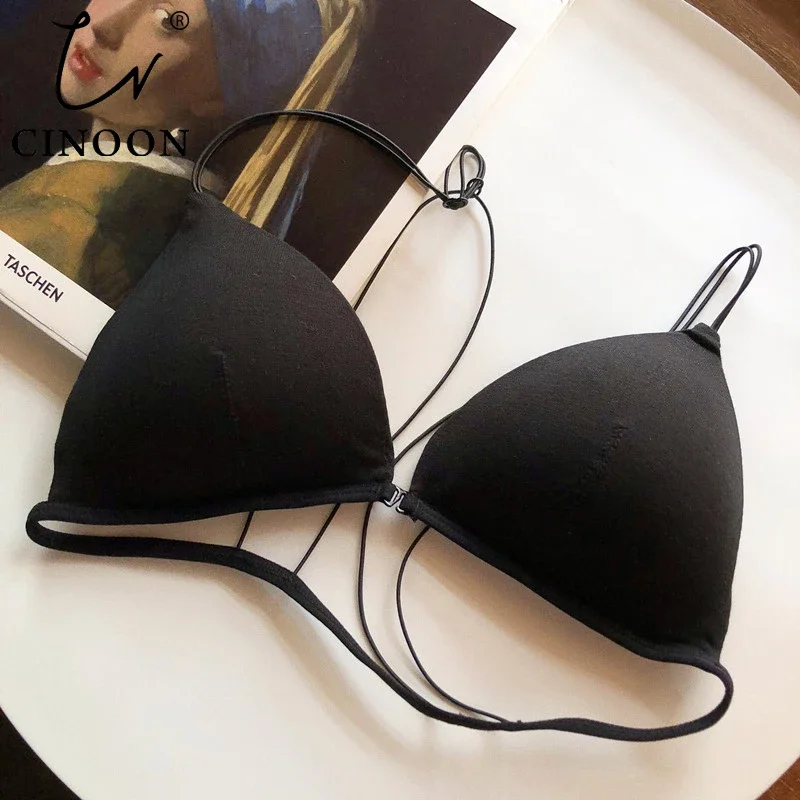 Bralette French Triangle Cup Bras for Women Comfort Cotton Bra Girl Summer Thin Soft Sexy Push Up Seamless Invisible Underwear