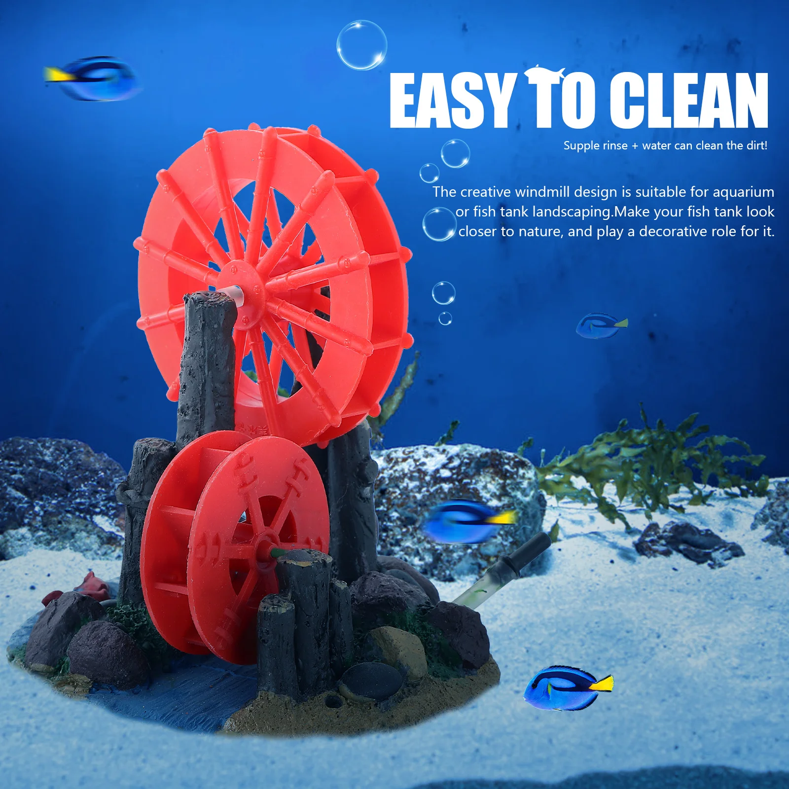 Aquarium Ornaments Supply Decorative Decors Desktop Fake Windmill Fish Tank Accessory Resin Sports