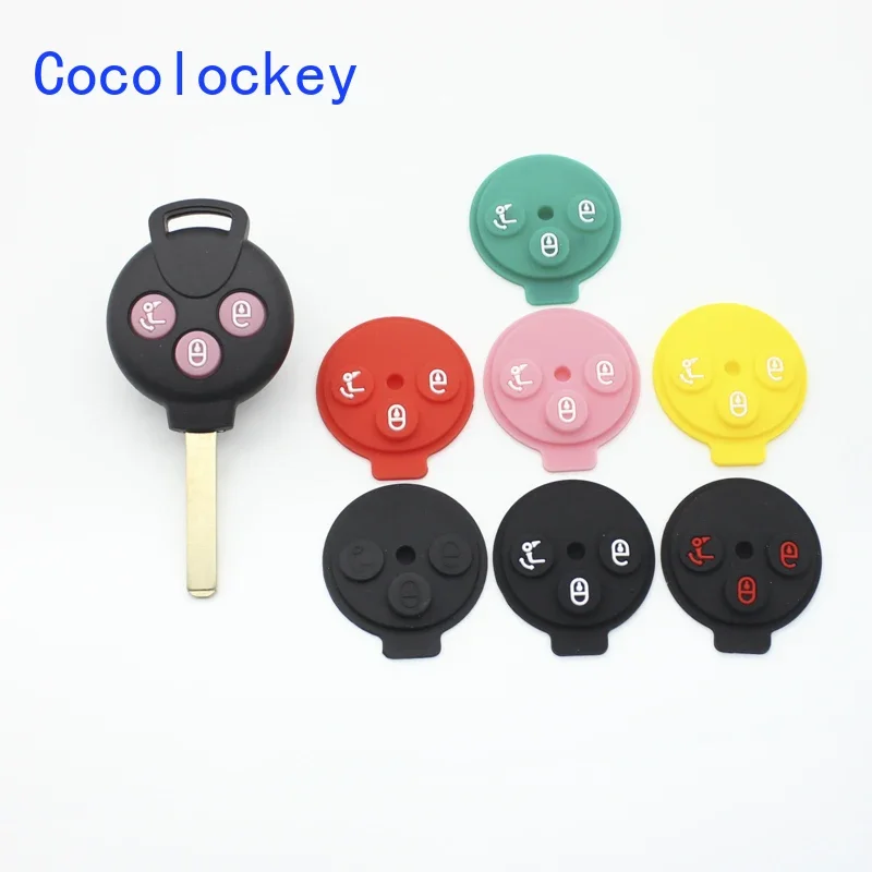 Cocolockey Silicone Key Pad Replacement for Mercedes-Benz Smart Fortwo 451 2007-2013 Remote Key Shell 3 Buttons Car Accessories