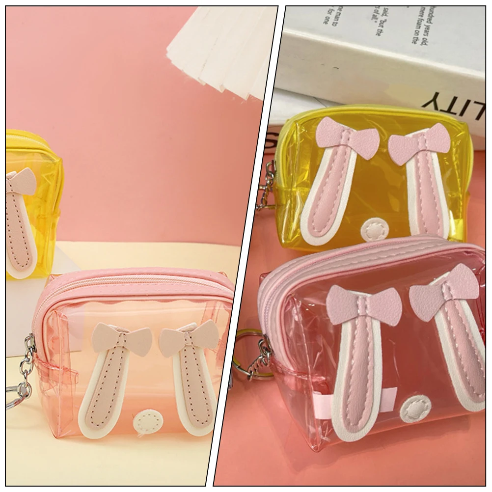 

1pcs Coin Purse Keychain Random Color Mini Wallet Clear Lightweight Compact Design Change Purses Student Trendy Pouch
