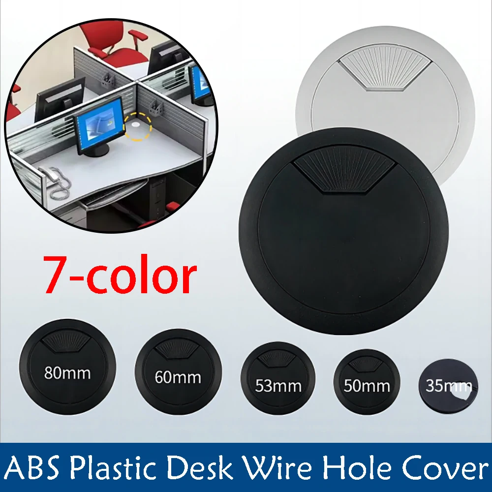 35mm-80mm Desk Wire Hole Cover ABS Plastic Table Cable Organizer Cable Cord Grommet Table Cable Hole Cover Cable Outlet Port