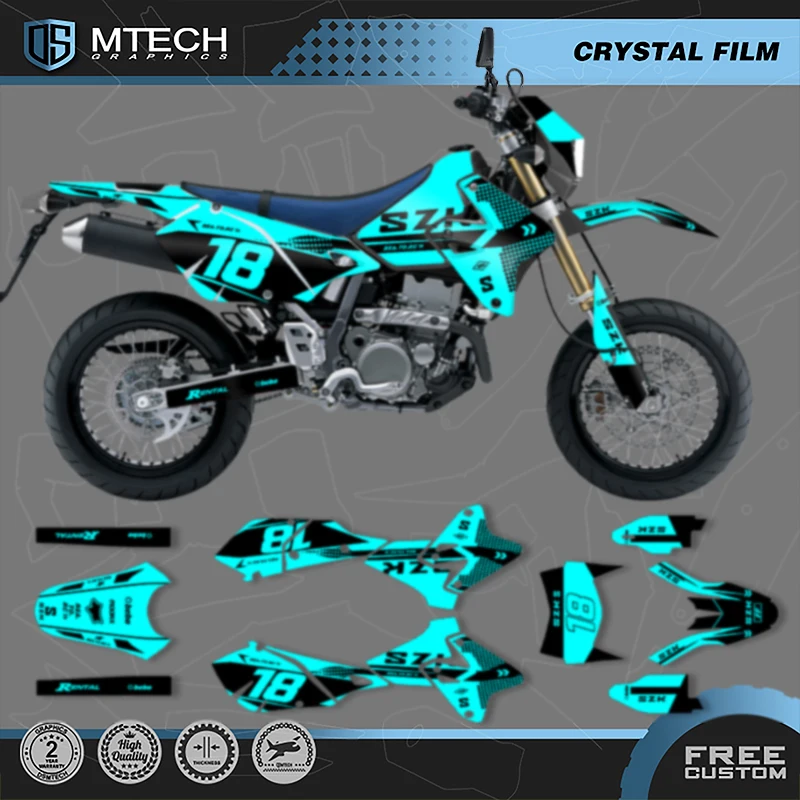 DSMTECH Custom Team Motorcycle Graphic Decal & Sticker Kit For SUZUKI DRZ400 SM S E DRZ 400 SM S E 1999-2022 Custom Number 003