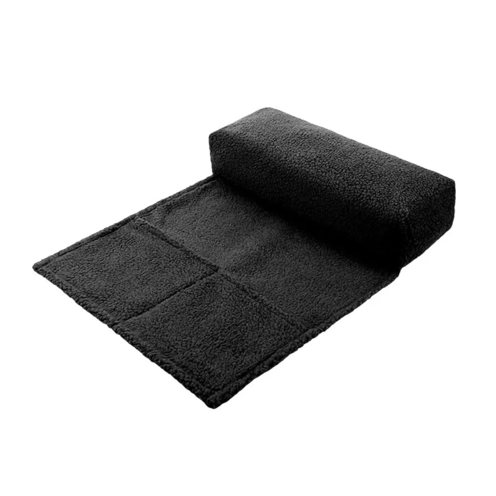 Faux Lambswool Sofa Cervical Support Pillow with Storage Pocket Slow-rebound Armchair Cervical Support Zipper Non-slip