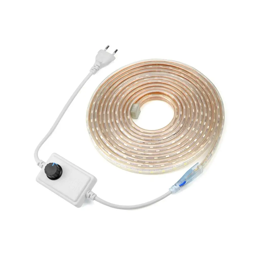 Dimmable LED Strip Light 5050 60LEDs/m 220V Outdoor Waterproof LED Ligths String With Dimmer / EU Plug Kitchen Decor Led Tape