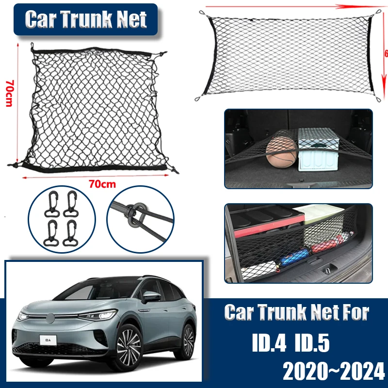 

For Volkswagen ID.4 ID.5 Accessories VW ID4 ID5 2020~2022 2023 2024 Car Trunk Nets Luggages Fixed Cargo Organize Bag Auto Parts