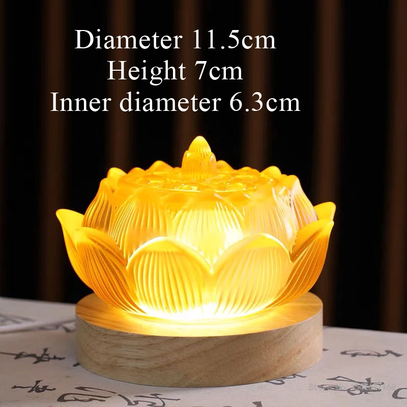 Glazed Lotus Shapeds Incense Burner, Charging Luminous Base, Living Room, Buddhist Hall, Indoor Supplies, Zen Meaning, 1Pc