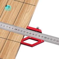 A07F-Woodworking Scribe Center Finder Positioning Block Steel Ruler Line Marking Gauge Layout 45/60/90 Degree Angle Scriber