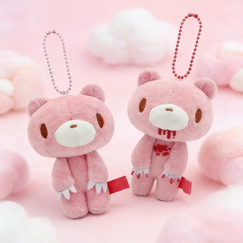 

Kawaii Pink Plush Doll Keychain Cute Bloody Bear Keyring Backpack Purse Bag Charm Car Keys Decor Girl Gifts