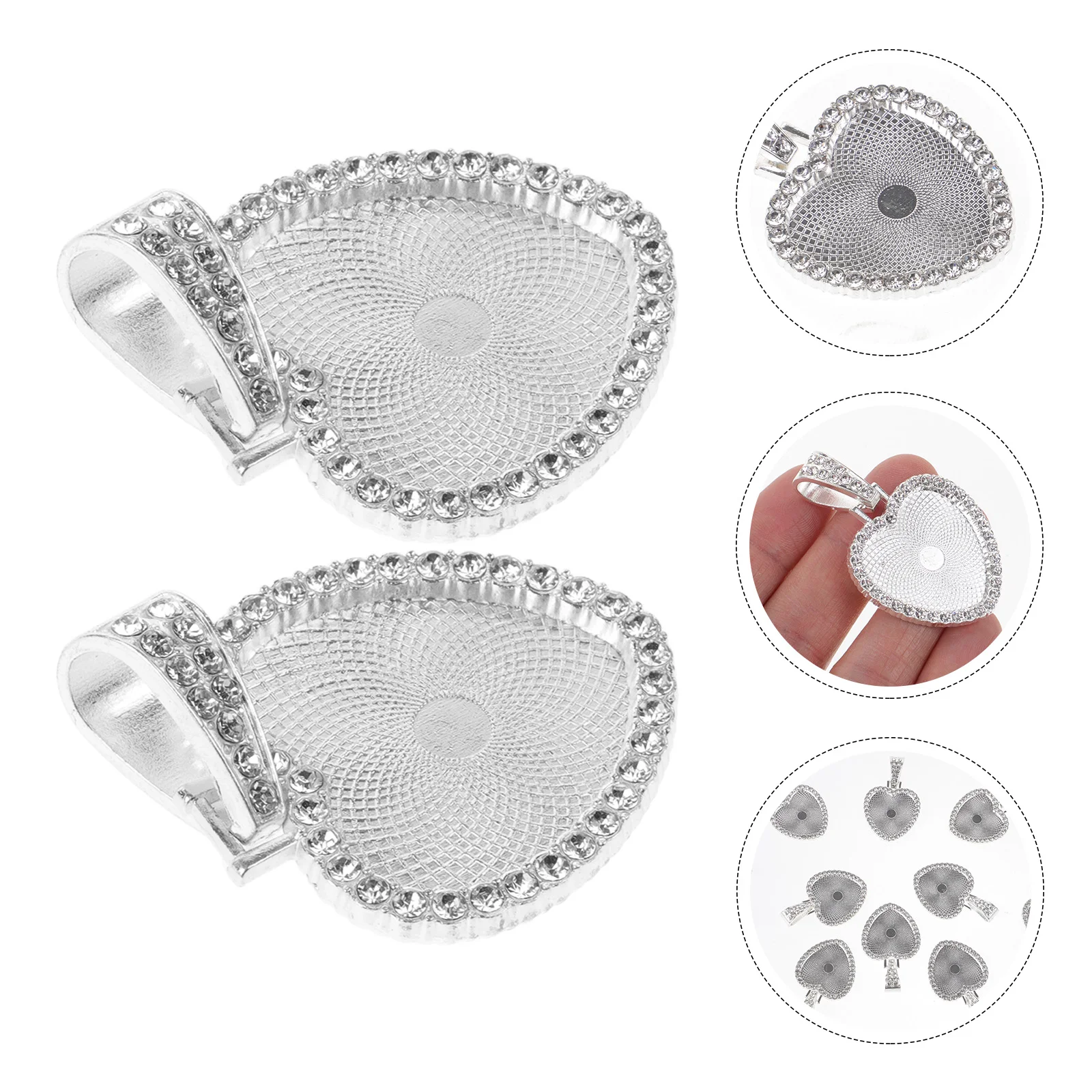 

12 Set Rhinestone Jewelry Heart Shape Bezel Trays Rhinestones Bezels for DIY Pendant Bracelet Making Glass Charm Sublimation