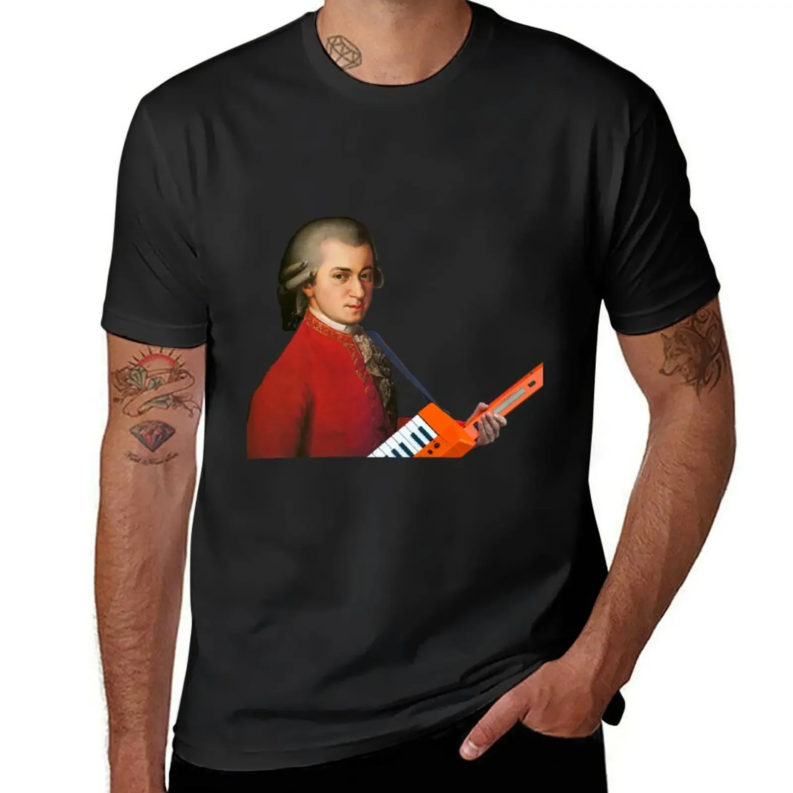 Mozart with a keytar T-Shirt quick-drying anime clothes mens designer t shirt