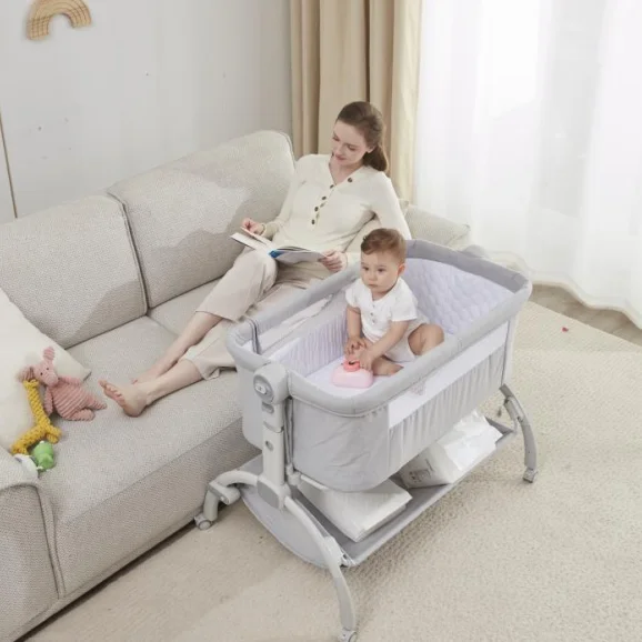 

European quality fashion baby sleeping adjustable height bed baby crib bed