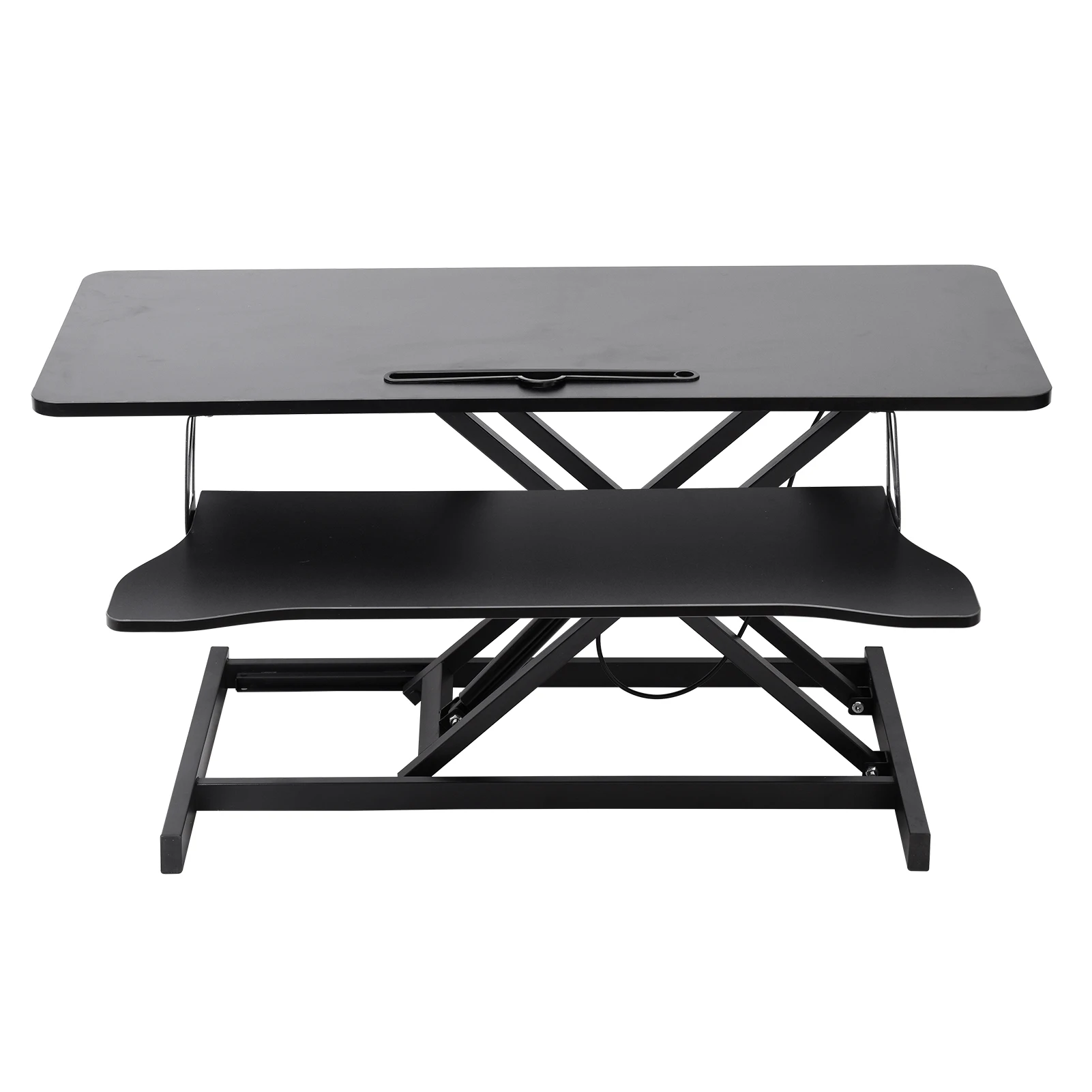 

Adjustable Standing Desk Converter Height Adjustable Desk Riser Manual Pneumatic Spring Laptop Workstation with Keyboard Tra