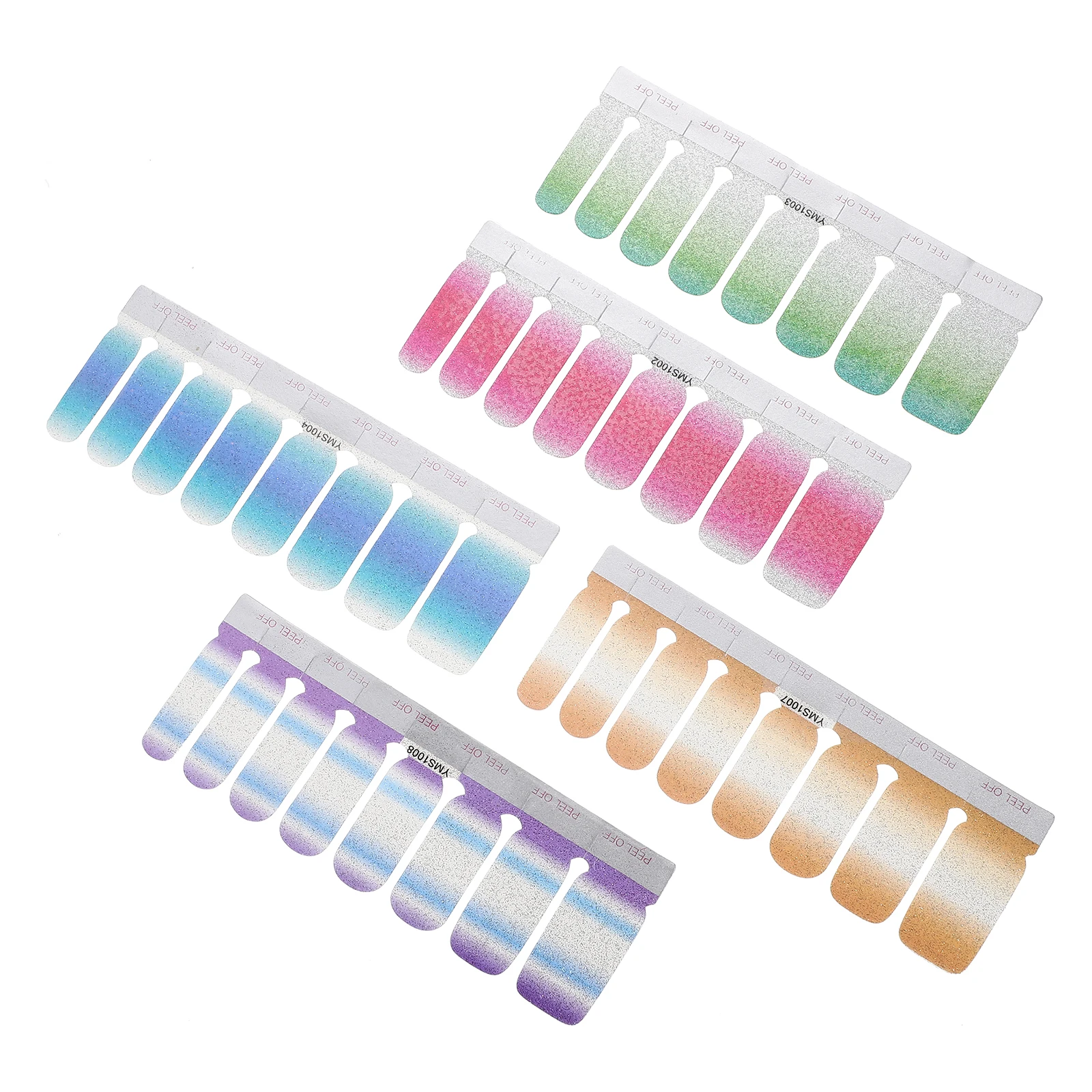 

5 Sheets Nail Art Stickers Glitter Ultra Thin Adhesive Press On Nails Kids Wraps Salon Home Wedding Dating Nail Polish