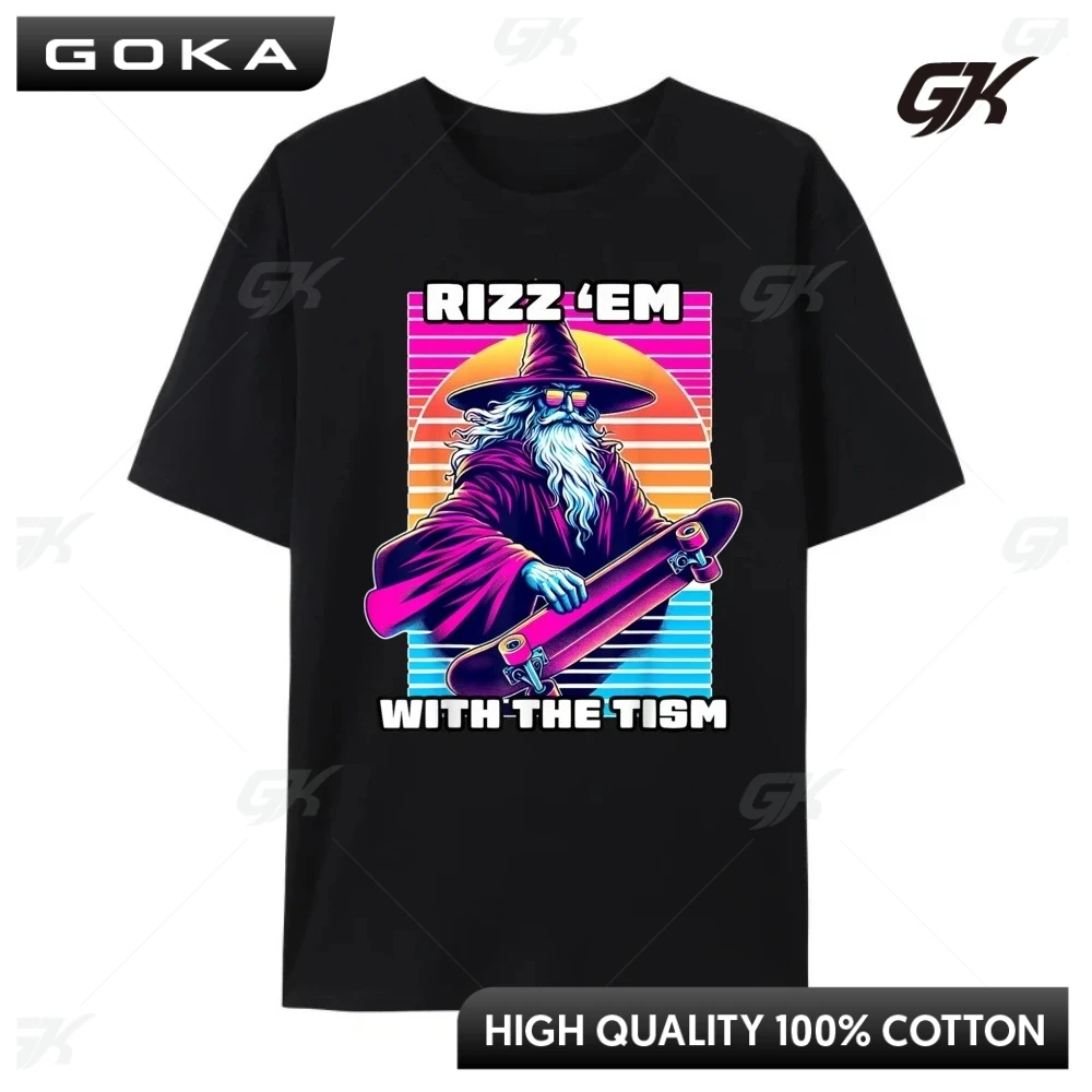 Rizz Em مع التوعية بالتوحد Tism مضحك ميمي جولة قصيرة الأكمام قمم الملابس Camisas دي Hombre زوج مع الجينز