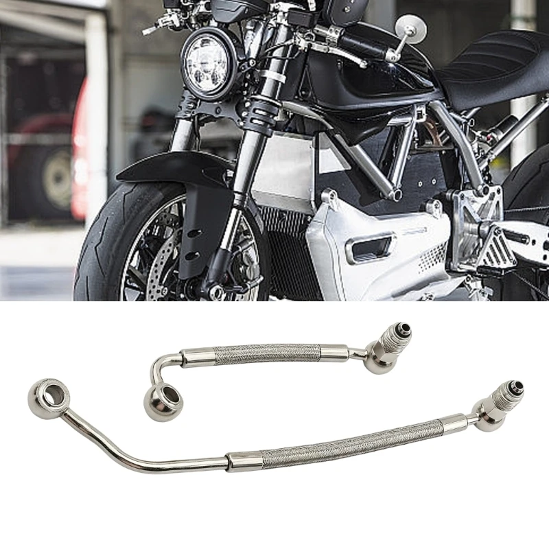 Motorcycle Fuel-Injection Line with Braided Flexible Sections, Formed Threaded Ends and Eye Fittings for 1995-1999 D7YA