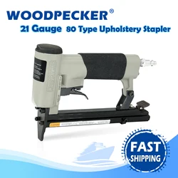 WOODPECKER N8016 21 Gauge Pneumatic Upholstery Stapler Power Tool, 12.8mm Crown 6-16mm Length Fine Wire Staples, for Woodworking