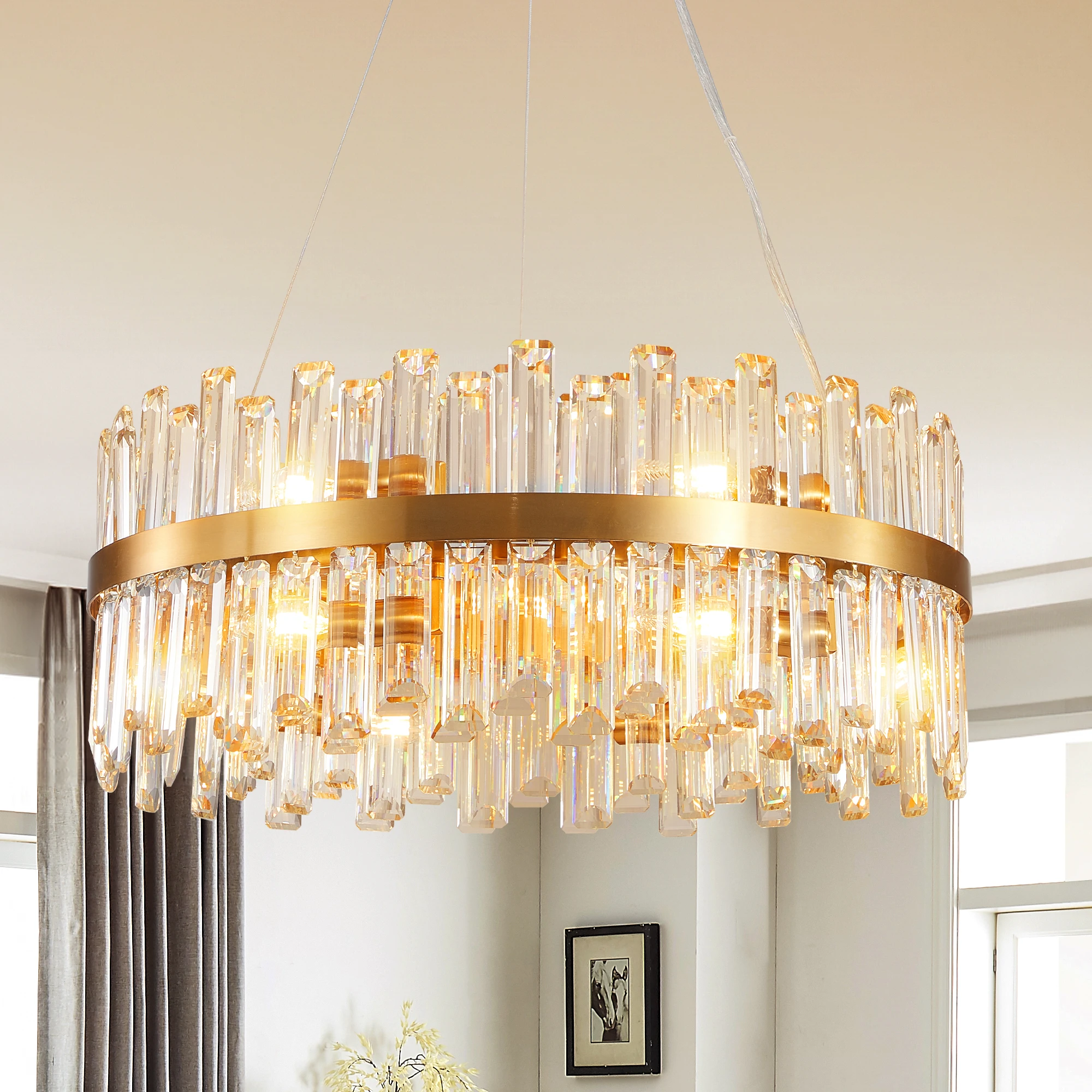 23.6 Inch Luxury Chandeliers Crystal lamp Living Room Bedroom Decorative Lights Modern Dining Room Lighting(Bulbs Not Included)