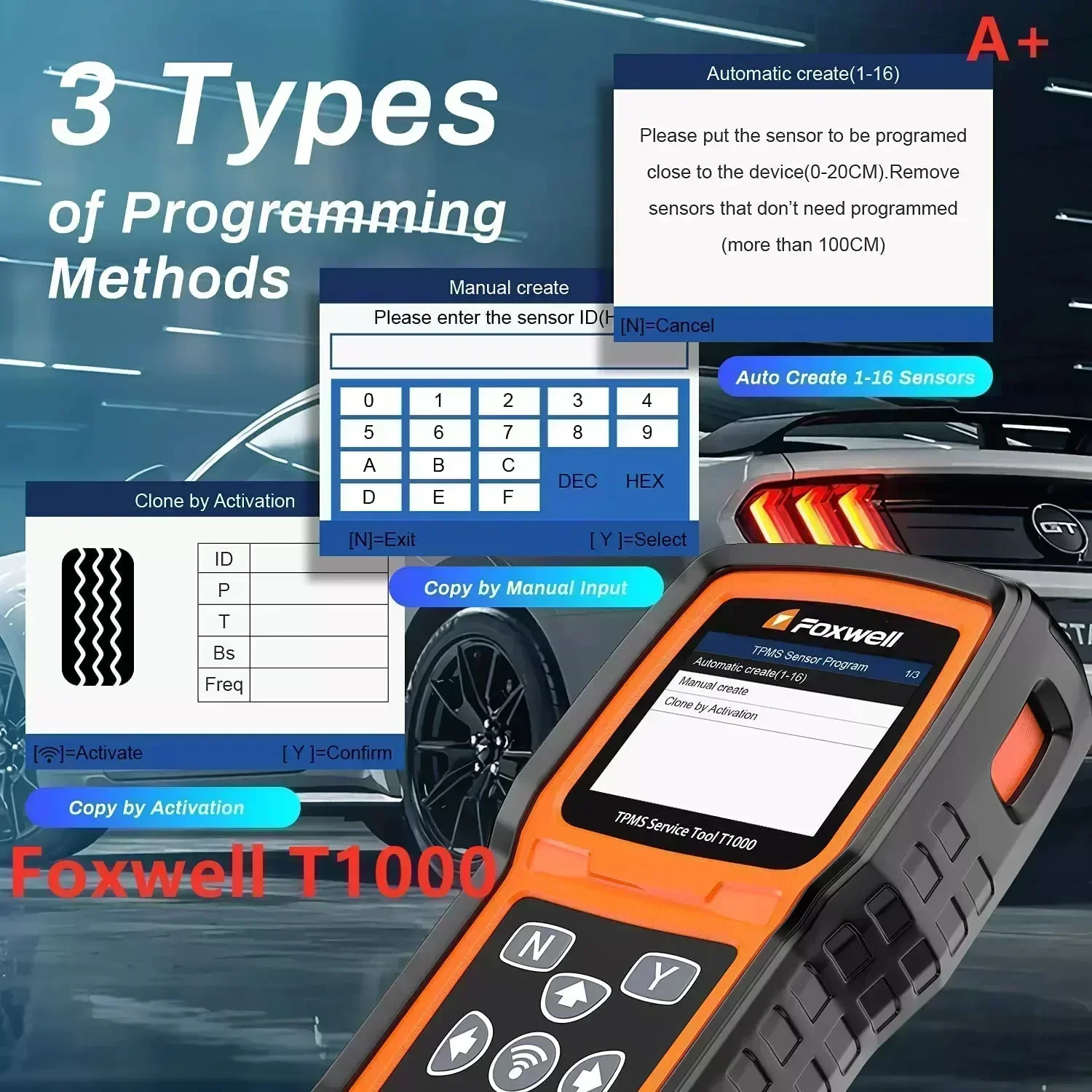 Latest Foxwell T1000 TPMS Tool TPMS Sensors Programming Activate Check RF Key FOB Tire Pressure Monitoring System Auto Tester