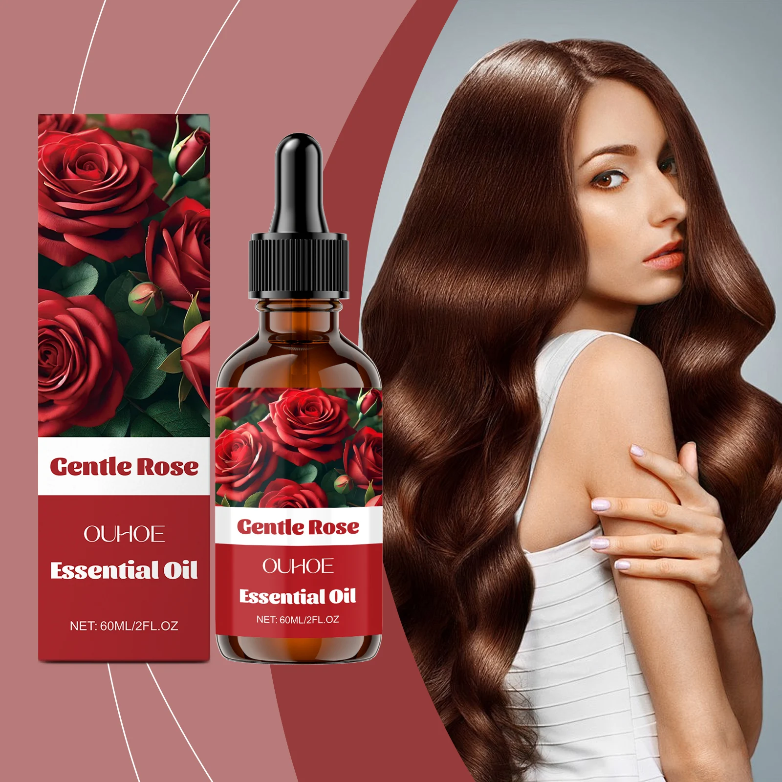 زيت روز أوتو العطري الفاخر من جنتل - مضغوط على البارد للوجه والشعر والناشر - وردة بلغارية غير مخففة - 2 أونصة زجاجية بو