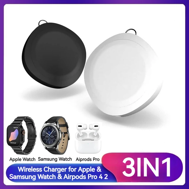 Przenośna ładowarka bezprzewodowa 3 w 1 do zegarka Airpods Pro Apple Watch 9 8 7 6 5 4 Samsung Galaxy Watch 7/6/5 5Pro 4/3 Active 2