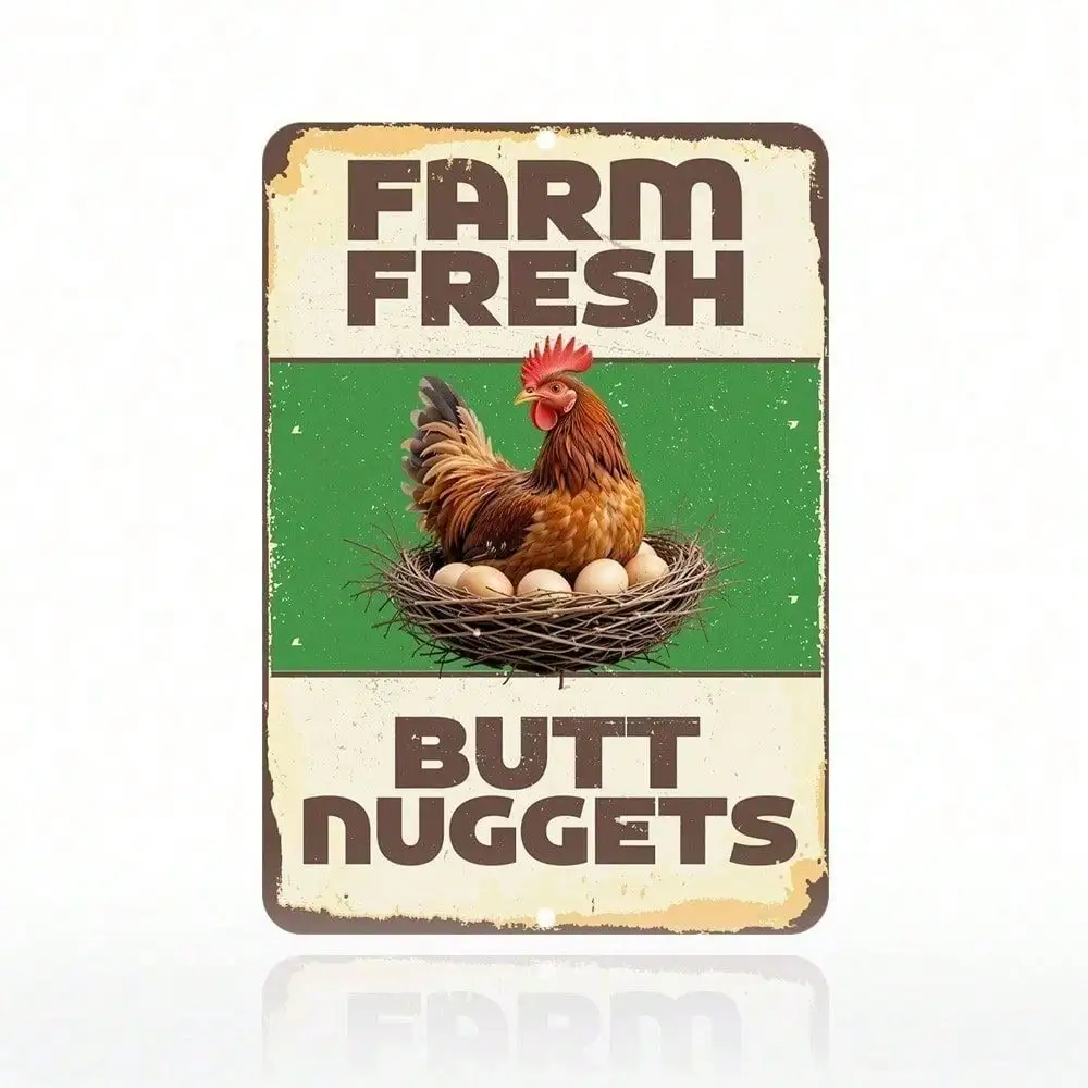 CIFBUY Funny Butt Nugget Rustic Farmhouse Aluminum Wall Art Waterproof Durable Metal Sign for Yard Shed Decor