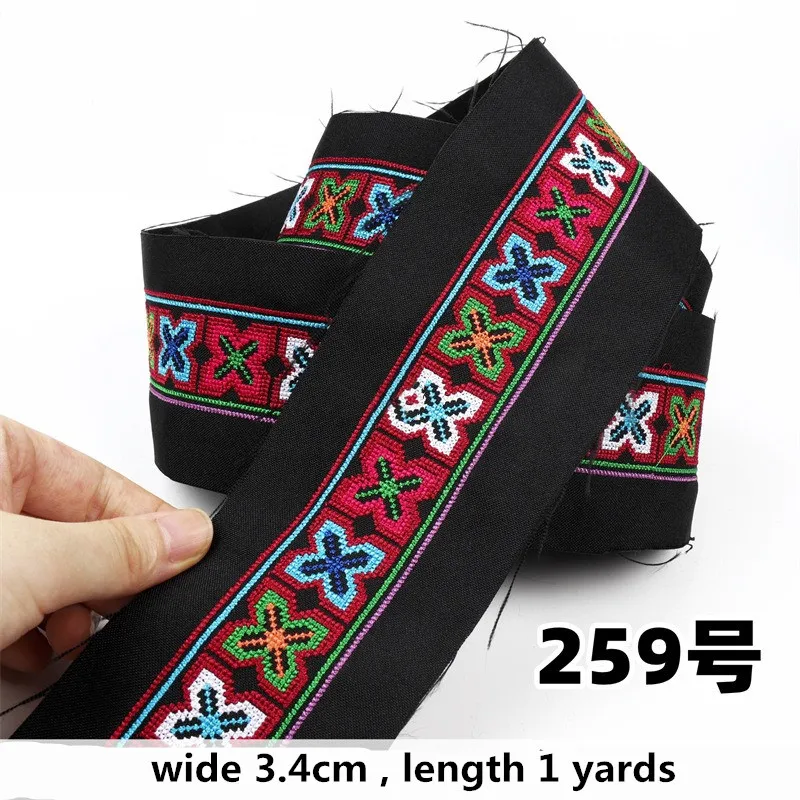 1yard Embroidery Webbing Lace Ethnic Style Ribbon for Handbag Garment Luggage Women Decoration Sewing DIY Accessory