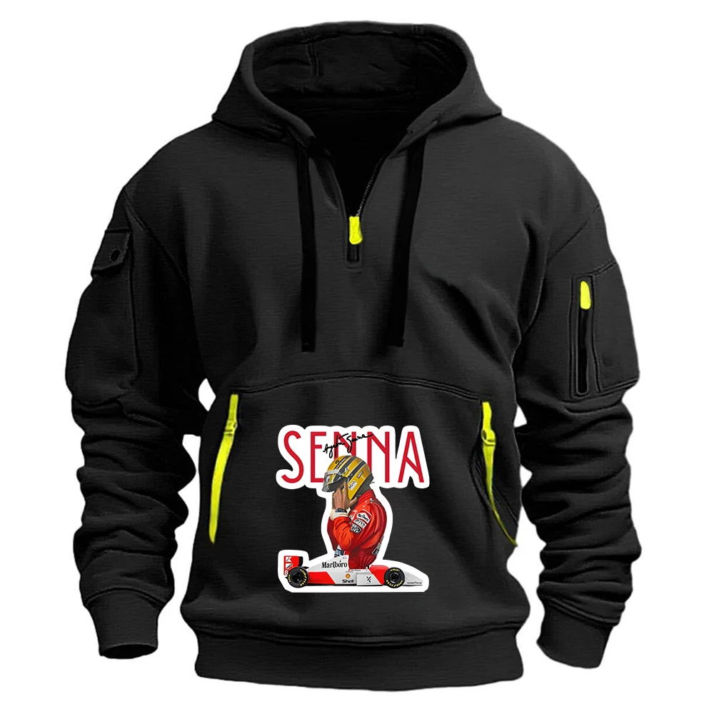 アイルトン・セナ-グラフィック-2026-メンズ-デイリー-カジュアル-フード付き-複数のポケットと長袖-ファッション-暖かい-ハーフジッパー-プルオーバー
